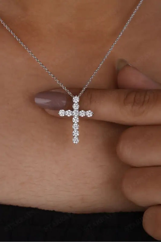 0.5ctw Lab Grown Diamond Cross Pendant in 14K Yellow Gold/Silver