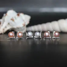 Sinya New Design Natural Pearl Stud Earring Pure 925 Silver Fine Jewelry Earrings Women Mother Ladies Girls Gift On Sale - Natural purple pearl 7-8mm