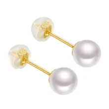 Sinya Au750 Fine Jewelry Women Girls Mum Best Gift Classical 18k Gold Natural Perfect Round Pearls High Luster Stud Earring - 4-5mm
