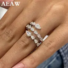 1.80Ctw Pear Cut Lab Grown Diamond Ring Set in 14k/10k Gold or Silver