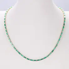 Provence 18K Solid Gold Baguette Lab Grown Zambian Tennis Necklace