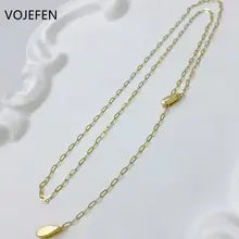 18K Gold Waterdrop Pendant Necklace - Adjustable Long Chain Choker