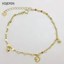 18K Gold Heart Pendant Bracelet for Women - Minimalist Luxury Jewelry