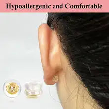 Fine Jewelry Accessories Findings Silicone Au750 18k Gold Stud Earring Back Plug Stopper - white gold color dimeter about 6mm