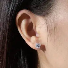 Messi Jewelry 9K White Gold Lab-Grown Diamond Stud Earrings for Women