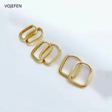 18K Gold Square Small Hoop Earrings for Women - High Polished Jewelry
