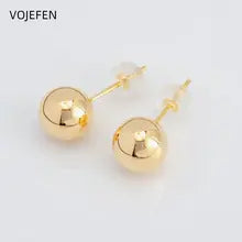 18K Gold Ball Stud Earrings - Elegant Luxury Jewelry for Parties