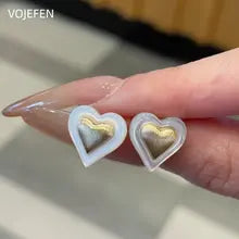 18K Gold Heart Stud Earrings - Luxury Vintage Jewelry Gift for Weddings