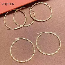 18K Gold Rope Helix Stud Earrings for Women - Chunky Hoops, Elegant Style