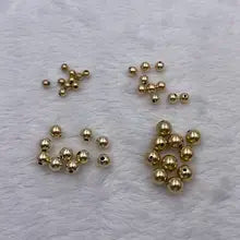 Pure 14k Gold Beads DIY Acessories Bracelet Necklace Anklet Earrings Fine Jewelry Findings High Polished Au585 Gold Beads - Yellow gold color 3mm