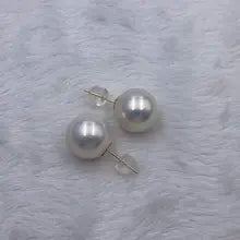 Sinya Au750 Fine Jewelry Women Girls Mum Best Gift New Arrvial Big Edison Perfect Round High Luster Pearl 18k Gold Stud Earring - natural white pearls 12-13mm Yellow gold color