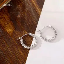 18K Gold Beads Hoops Earrings for Women - Luxury Pure Gold Jewelry