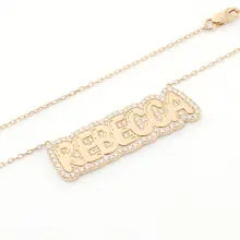 Custom 14K Yellow Gold Name Pendant Necklace - Unisex Hip Hop Gift