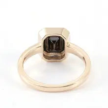 Custom 14K Gold Bezel Ring with Gray Emerald Moissanite for Women