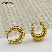 18K Gold Twisted Rope Hoop Earrings for Women - Luxury Fashion Jewelry