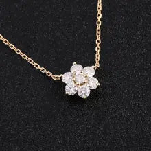 Provence Snowflake Necklace in 14K Gold with Moissanite Diamonds