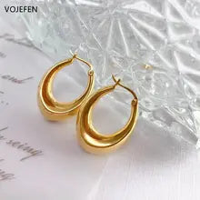 18K Gold Hoop Earrings for Women - Luxury Geometric Jewelry