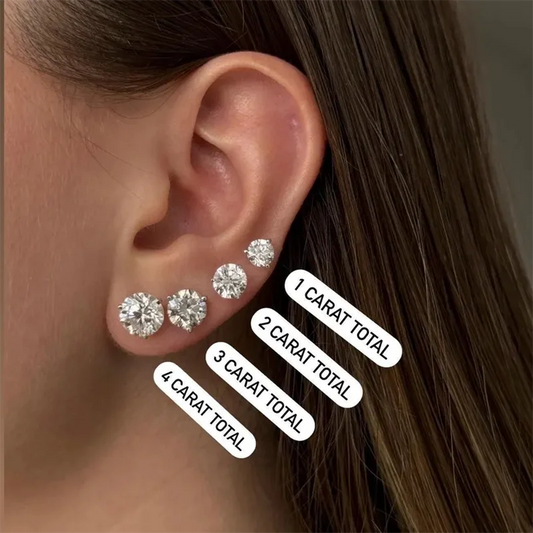 925 Silver Round Lab Diamond Stud Earrings 0.5-2CT EF VS/VVS