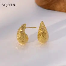 18K Gold Drop Earrings - Vintage Luxury Studs for Engagement