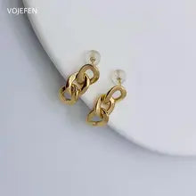 18K Gold Cuban Chains Earrings for Women & Kids | Luxury Stud Jewelry