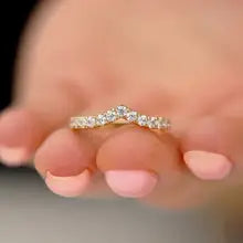 V-Shaped Circular Diamond laboratory Cultivated Diamond Ring Each Diamond 0.3Ctw 14K 10K Gold / 925 White Silver - 4 14k Yellow Gold