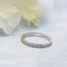 14K White Gold Lab Grown Diamond Band with DEF VS Round Cut - Bridal Gift