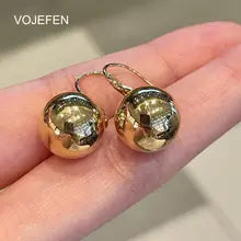 18K Gold Large Ball Drop Hook Earrings for Women - Fashion Jewelry