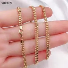 VOJEFEN 18K Gold Cuban Necklace for Men & Women - Luxury Choker Chain