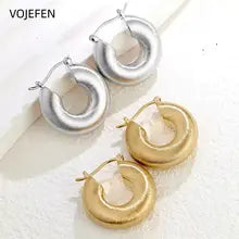 Elegant 18K Gold Thickened Hoop Earrings for Women - Classic Jewelry
