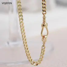 18k Gold Cuban Chain Pendant Necklace for Men & Women - Genuine AU750
