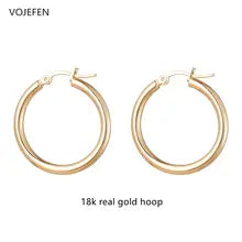 18K Gold Hoop Earrings for Women & Men - Luxury Round Design 2025