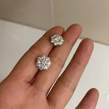 Lab Grown Diamond Flower Earrings 3.5mm DEF VS-VVS 14k White Gold