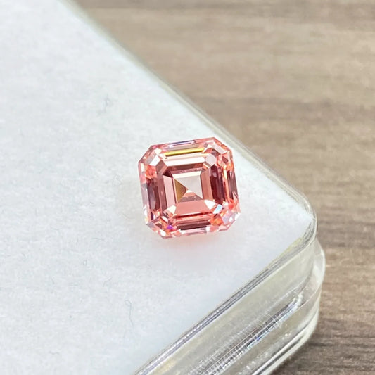 1.0-3.0ct Pink Asscher Cut Lab Loose Diamond VS CVD/HPHT IGI Certified Lab Grown Diamonds Customized Wedding Ring Diamonds - Pink Asscher Cut 1.0ct fancy VS2