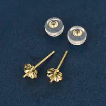 Fine Jewelry Findings Accessories 18k Au750 Solid Gold Earring Mounting Post Plugs Needle Pin Pearl Stud Earring Mounts - Yellow gold color 3mm
