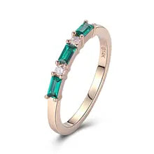 Provence 14K Gold Stackable Wedding Band with Lab Emerald & Moissanite