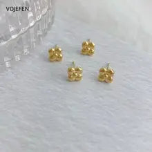 18k Gold Flower Stud Earrings - Luxury Au750 Jewelry for Weddings