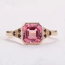 Provence 14K Gold Cluster Ring with Pink Sapphire - Custom Wedding Band