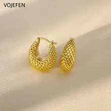 18K Gold Pineapple Hoops - Pure Gold Earrings for Women, Gift-Ready