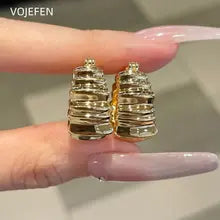 18K Gold Hoops Earrings for Women - Luxury Rope Design Jewelry Gift