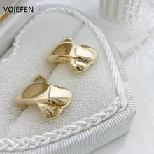 VOJEFEN 18k Gold Stud Earrings - Luxury Vintage Fine Jewelry for Women