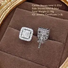 0.58ct Natural Diamond Halo Stud Earrings 18K White/Rose Gold