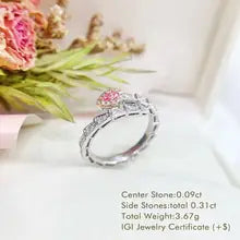 18K White and Rose Gold Total about 0.4ct Natural Diamond Ring Vintage Pink Pear Diamond Snake Ring Gift for Women - 5 18K White Gold Total about 0.4ct