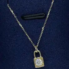 14k Gold Lock Pendant Necklace with Lab-Grown Diamonds, 0.1ct, 18"