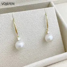 18K Gold Pearl Hoops Earrings with Diamonds | Luxury Designer Jewelry