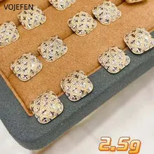 18K Gold Heart Rhombus Square Studs Earrings | Luxury Certified Jewelry