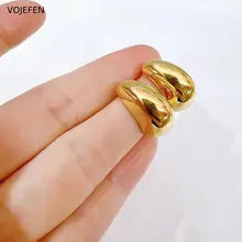 Luxury 18K Gold Mini Stud Earrings for Women - Classic Fashion Jewelry