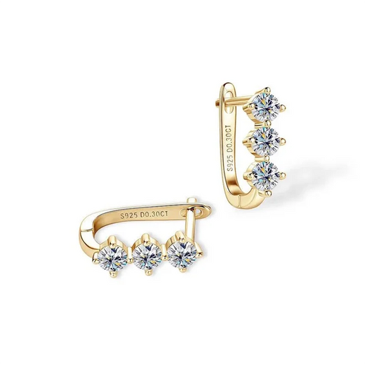 0.6ctw DEF/VS VVS Lab Grown Diamond Triple Stone Earrings 14K Gold