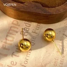 18K Gold Stud Earrings - Vintage Elegant 10mm Ear Piercing Jewelry