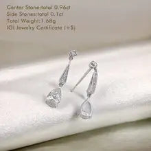 PT950 Total about 1.06ct Lab Grown Diamond Earrings Pear and Round Lab Diamond Earrings Birthday Gift for Women - Custom diamonds Total about 1.06ct