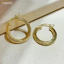 18K Gold Chunky Hoop Earrings for Ladies | Luxury Designer Jewelry